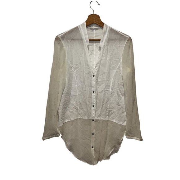 Helmut Lang Womens Sheer White Button-Up Shirt Size Small - Picture 2 of 8